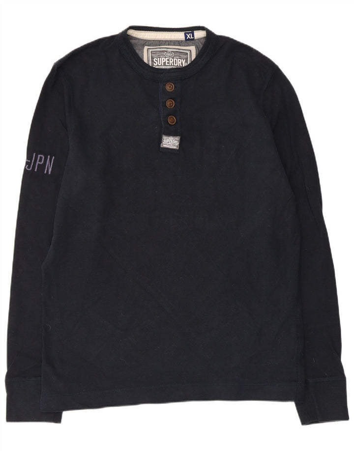 Superdry Hombre Graphic Top Manga Larga XL Algodón Azul Marino