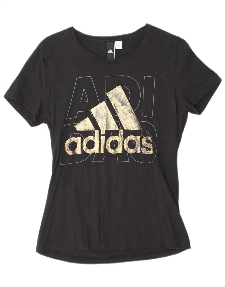 ADIDAS Camiseta gráfica para mujer Top UK 12 Mediano Negro