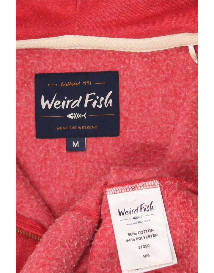 Weird Fish Suéter con capucha y cremallera para hombre Algodón rojo mediano