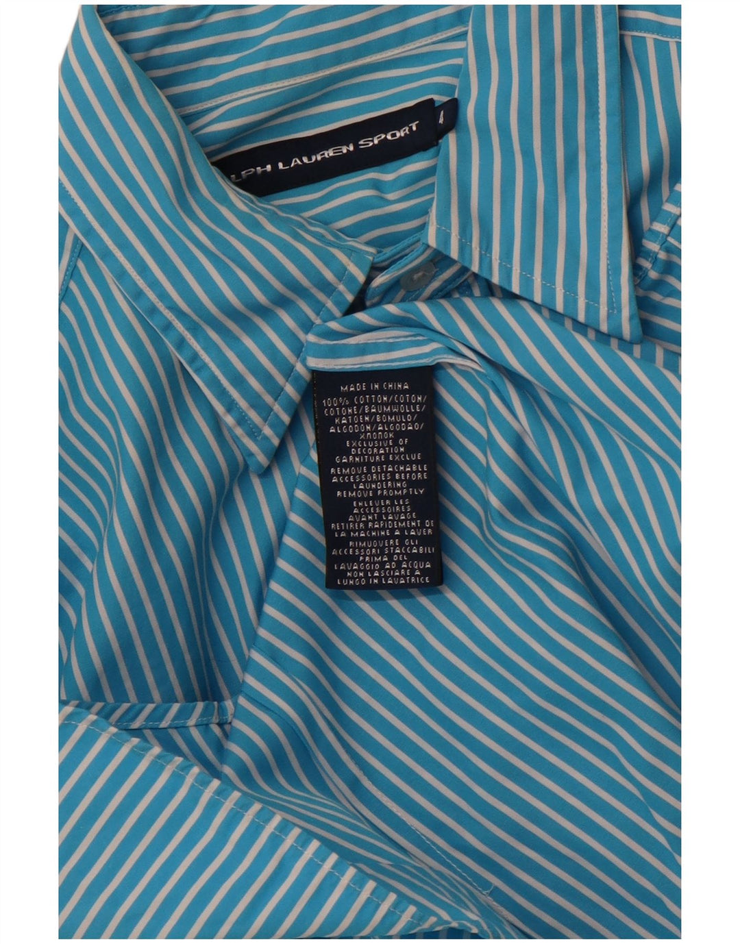 RALPH LAUREN Camisa extragrande para mujer US 4 Small Blue Pinstripe Cotton