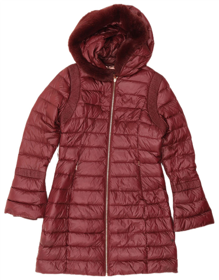 Ted Baker Abrigo acolchado con capucha para mujer Talla 2 Small Poliamida burdeos