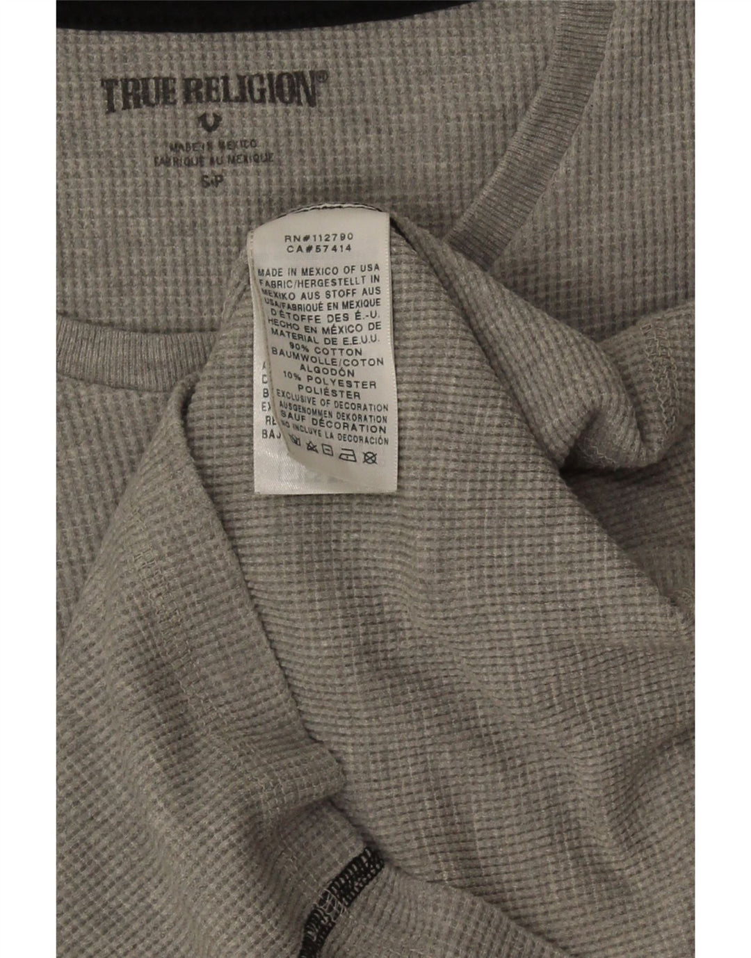 True Religion Top gráfico para hombre de manga larga de algodón gris pequeño
