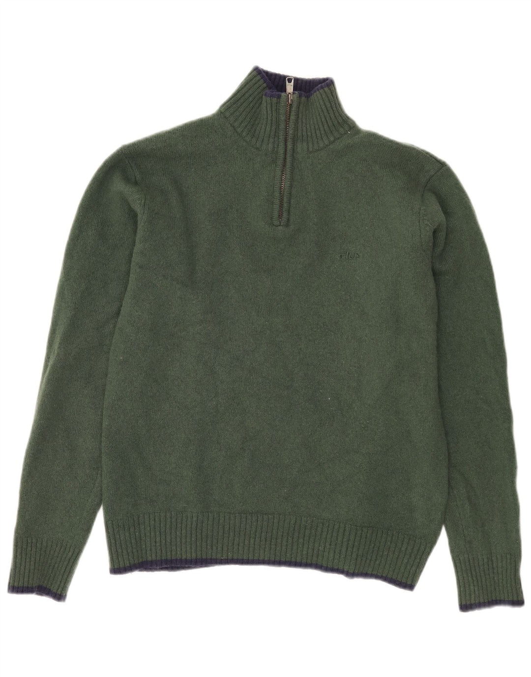 FILA Suéter tipo jersey con cuello y cremallera para mujer UK 18 XL Lana de cordero caqui