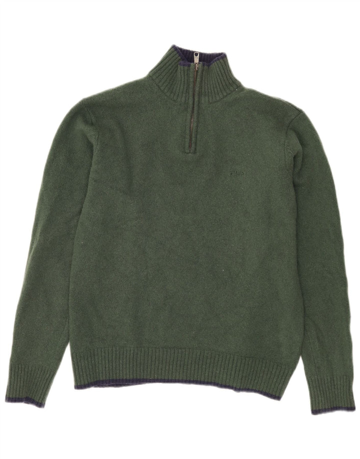 FILA Suéter tipo jersey con cuello y cremallera para mujer UK 18 XL Lana de cordero caqui