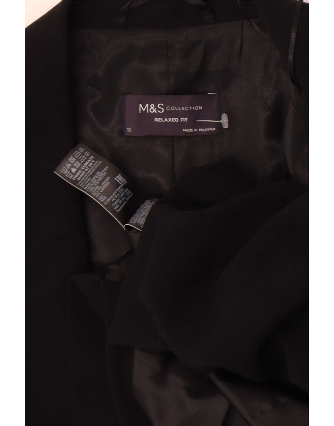 Marks & Spencer Chaqueta Blazer de Manga 3/4 para Mujer UK 10 Small Black