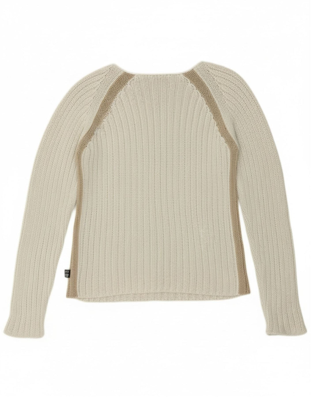 Killer Loop Suéter tipo jersey con cuello barco para mujer, talla 40, talla pequeña, color blanco a rayas