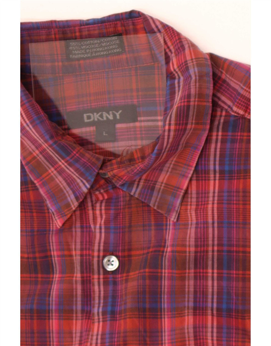 Camisa Dkny Hombre Grande Cuadros Rojos Algodón