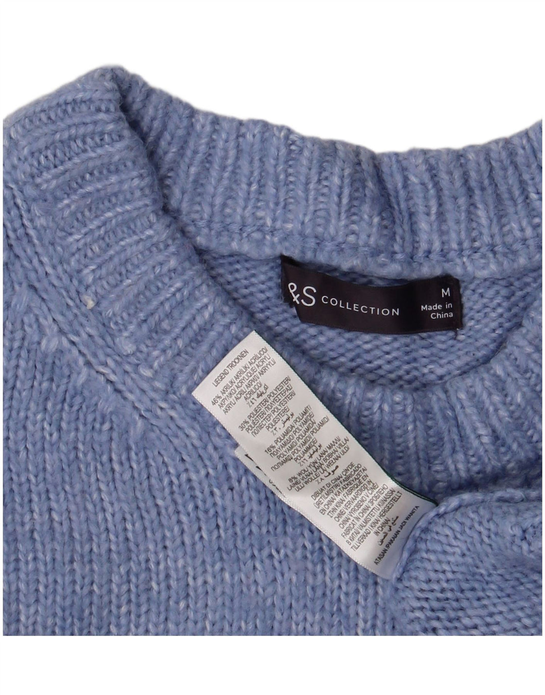 MARKS & SPENCER Suéter tipo jersey con cuello redondo para mujer UK 44 Azul medio