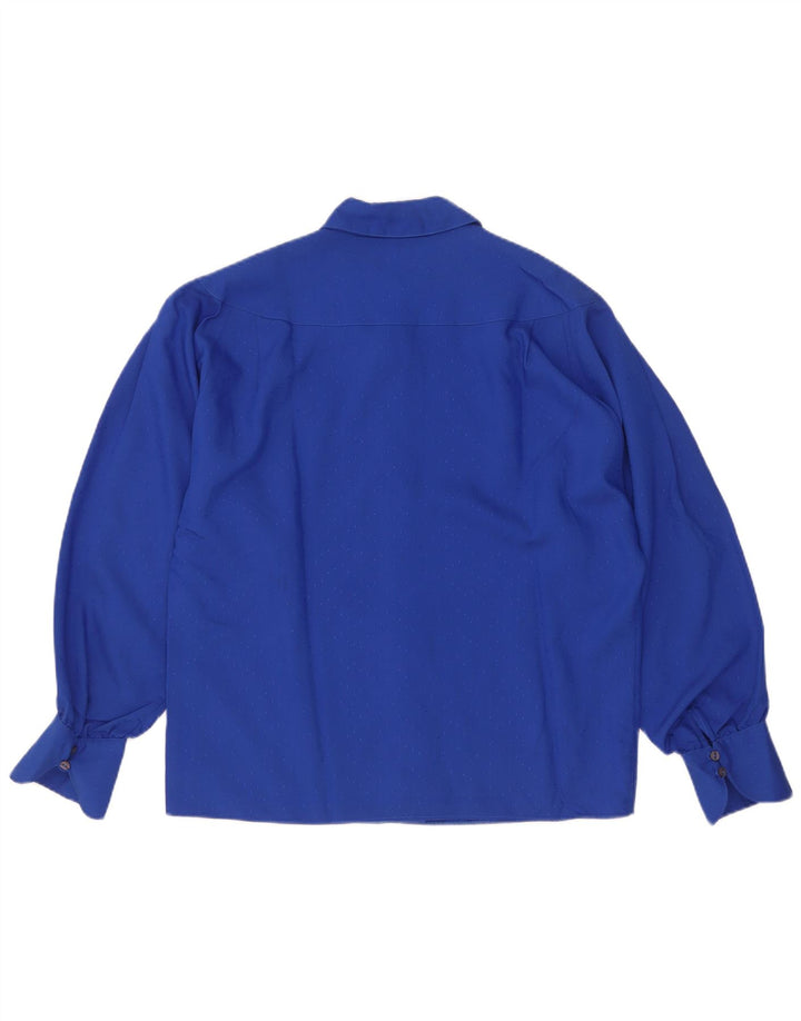 Vintage mujer camisa blusa EU 38 azul medio manchado viscosa