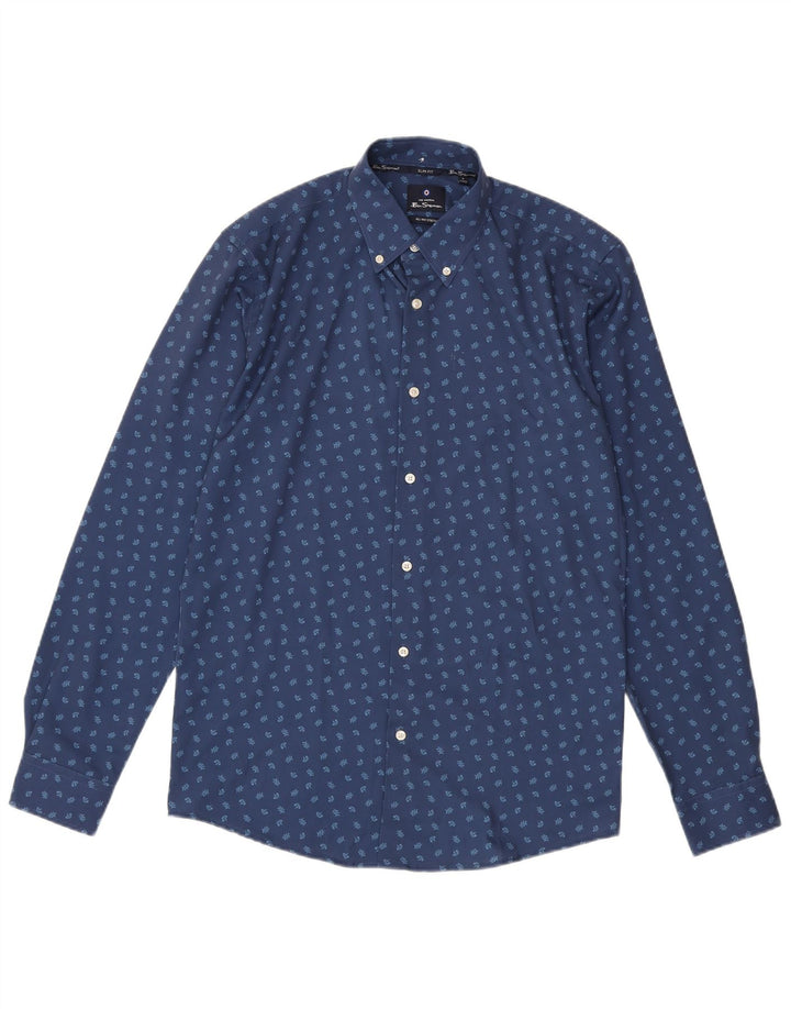 Ben Sherman Camisa Slim Fit para Hombre Talla 15 1/2 Poliéster Floral Azul Medio