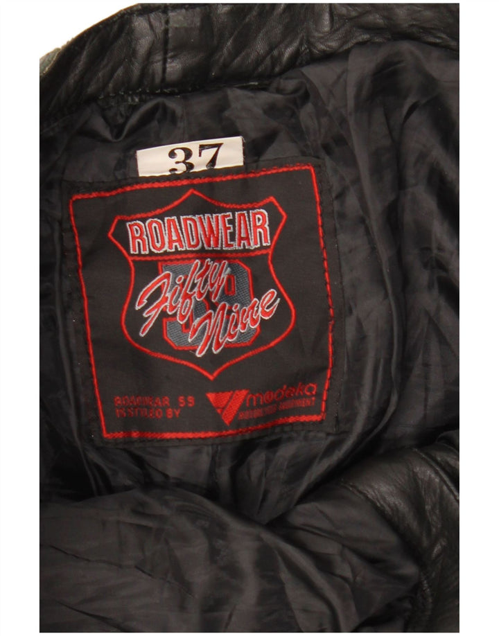 MODEKA Pantalones rectos de cuero para hombre W37 L33 Cuero negro