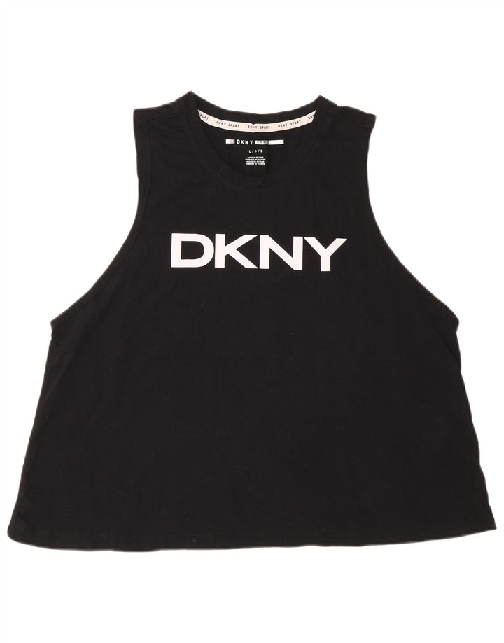Dkny Top sin mangas gráfico para mujer Reino Unido 46 Grande Algodón negro