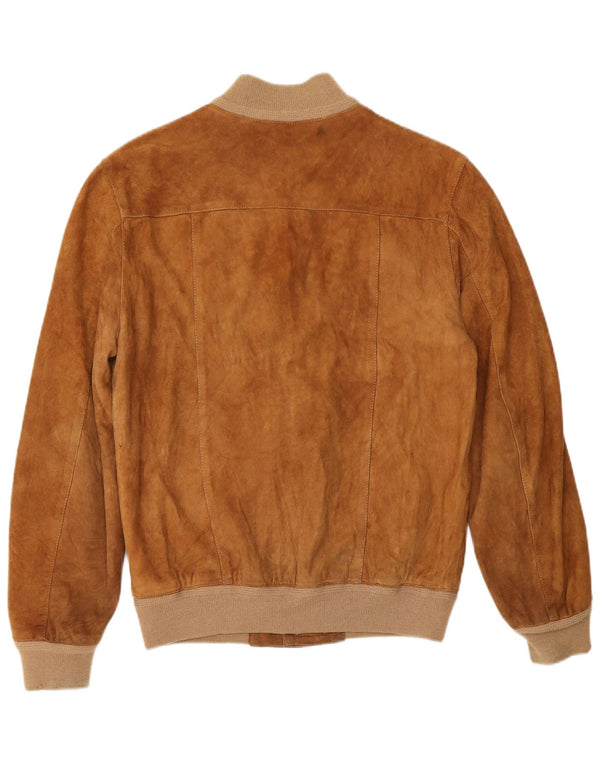 VINTAGE Chaqueta bomber de ante para hombre Reino Unido 36 Pequeño Beige