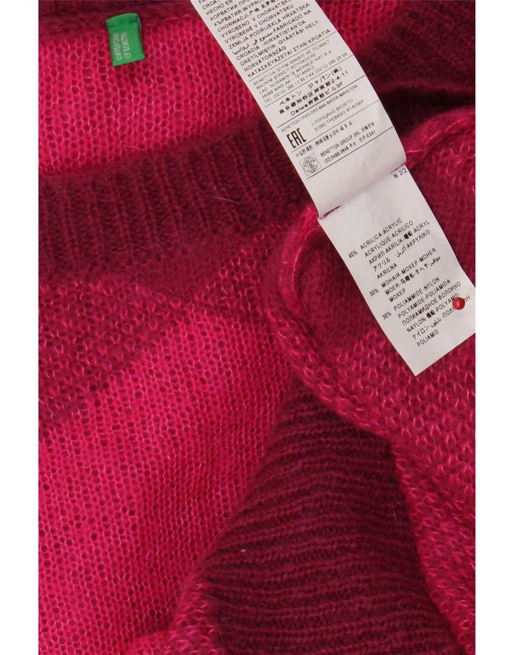 Benetton Jersey Poncho Extragrande Mujer Talla Única Rosa Argyle/Diamante
