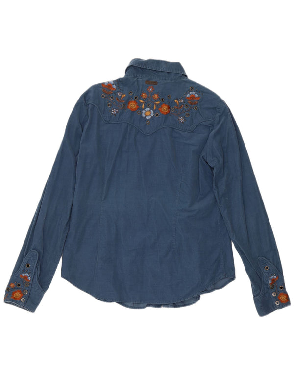 Marlboro Classics Camisa de manga larga para mujer UK 46 Large Blue Floral Western