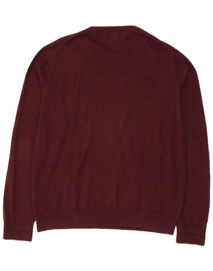 Tommy Hilfiger Jersey con Cuello en V para Hombre XL Granate Algodón