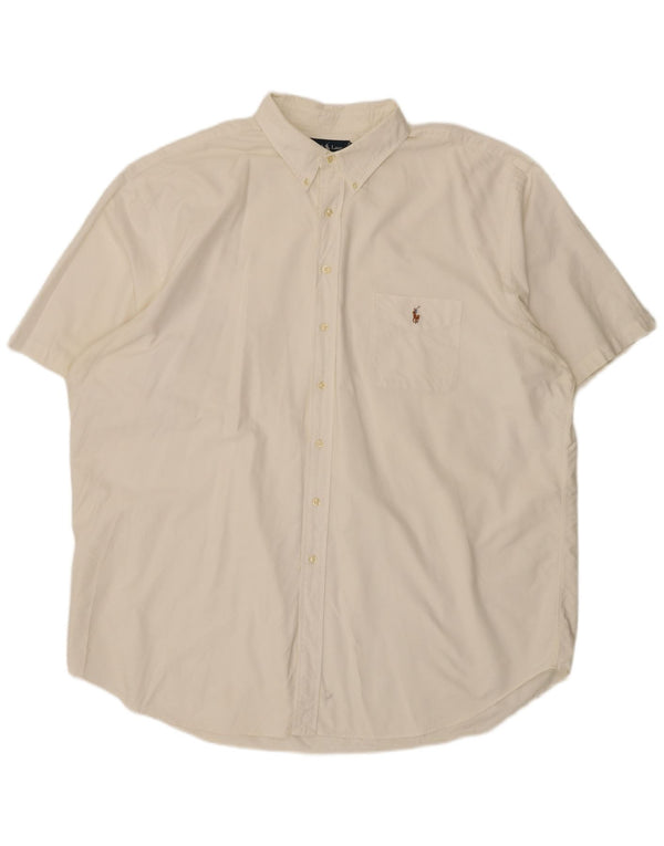Ralph Lauren Camisa Blake de manga corta para hombre, ajuste relajado, 3XL, algodón blanco