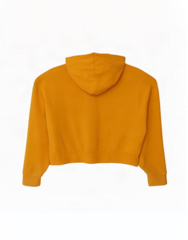 Puma Sudadera con capucha y cremallera corta para mujer UK 14 Algodón amarillo mediano