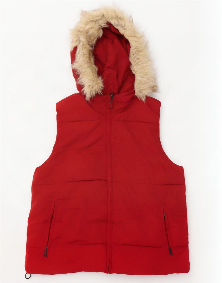 Chaleco acolchado con capucha para mujer Gap UK 44 Poliéster rojo mediano