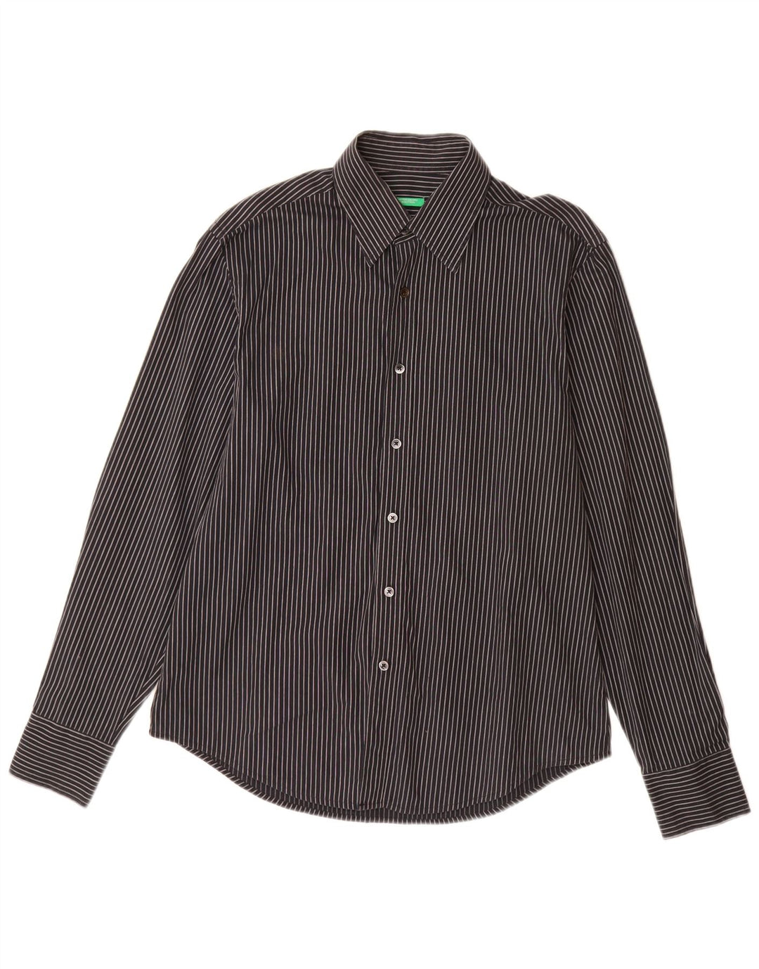 Camisa BENETTON Hombre Mediana Algodón Rayas Negras
