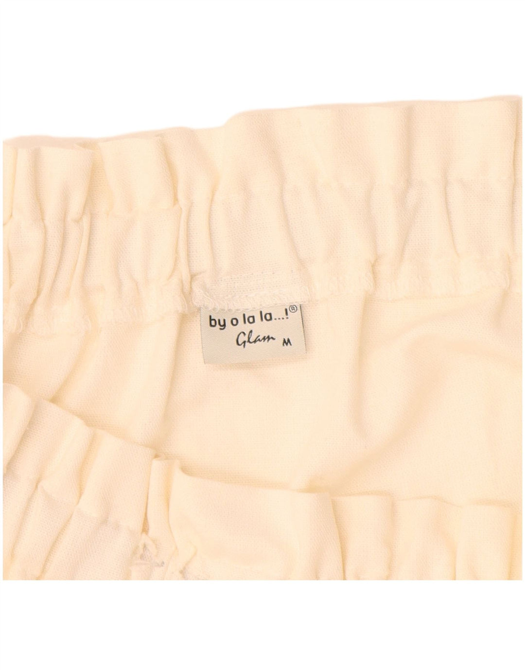 VINTAGE mujer manga larga fuera del hombro vestido Reino Unido 12 medio lino blanco apagado