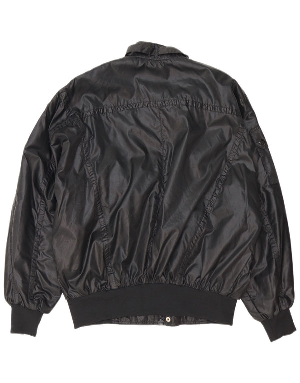 Vintage hombres bombardero suelto ajuste Racer chaqueta Reino Unido 40 grande nylon negro