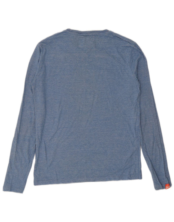 Superdry Hombre Top De Manga Larga De Algodón Moteado Azul Medio