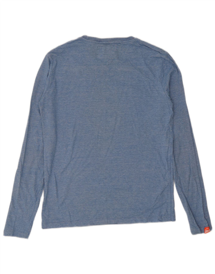 Superdry Hombre Top De Manga Larga De Algodón Moteado Azul Medio