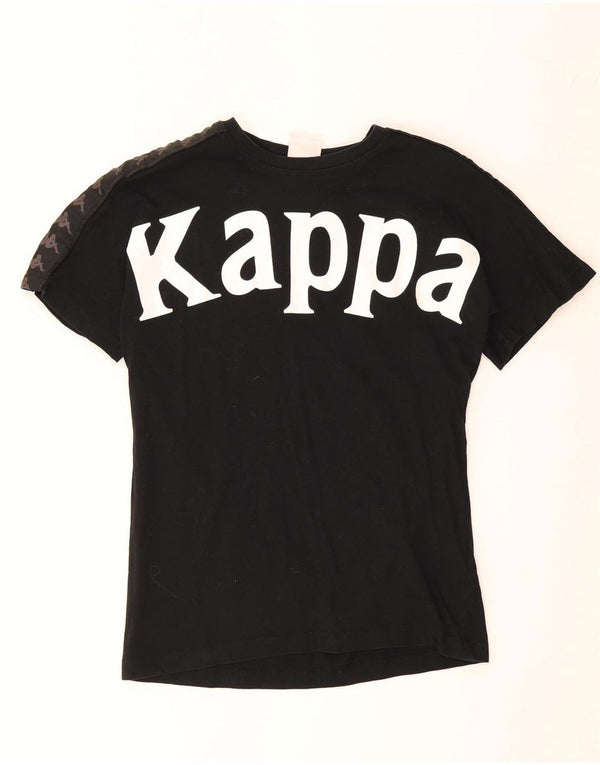 Kappa Camiseta gráfica para mujer Top UK 10 Small Black Cotton