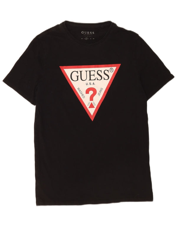 Guess Camiseta gráfica ajustada para hombre Top mediano de algodón negro