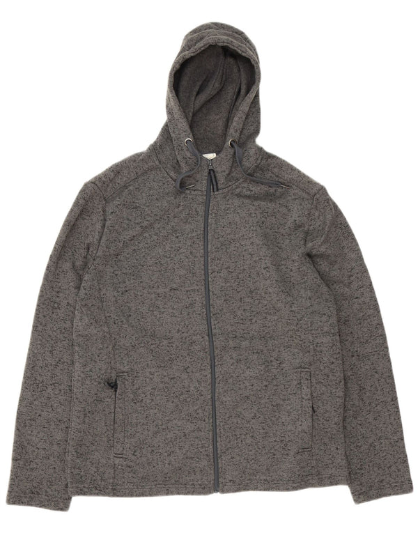 Mountain Warehouse Suéter con capucha y cremallera para hombre XL Poliéster moteado gris