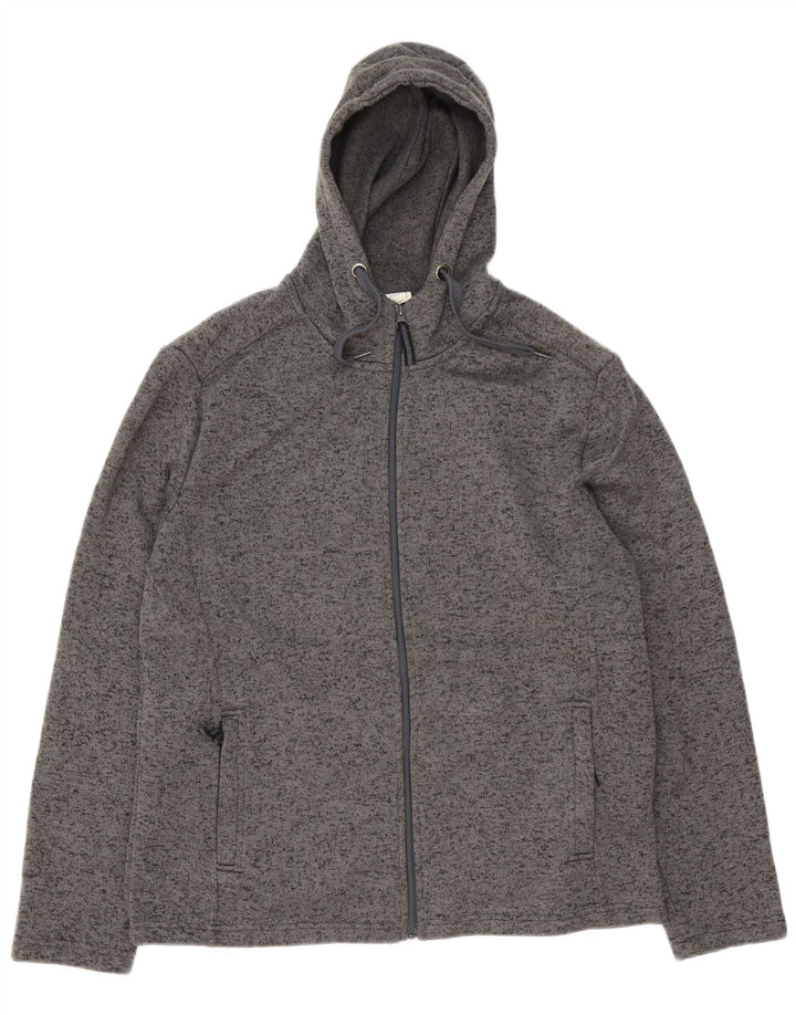 Mountain Warehouse Suéter con capucha y cremallera para hombre XL Poliéster moteado gris