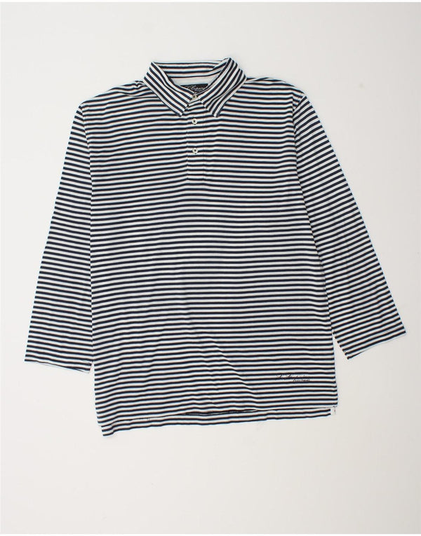 Les Copains Polo Hombre Manga 3/4 2XL Algodón Rayas Azul Marino