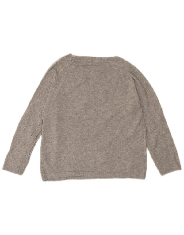 ZARA Suéter tipo jersey con cuello barco y manga 3/4 para mujer UK 40 Small Viscosa gris
