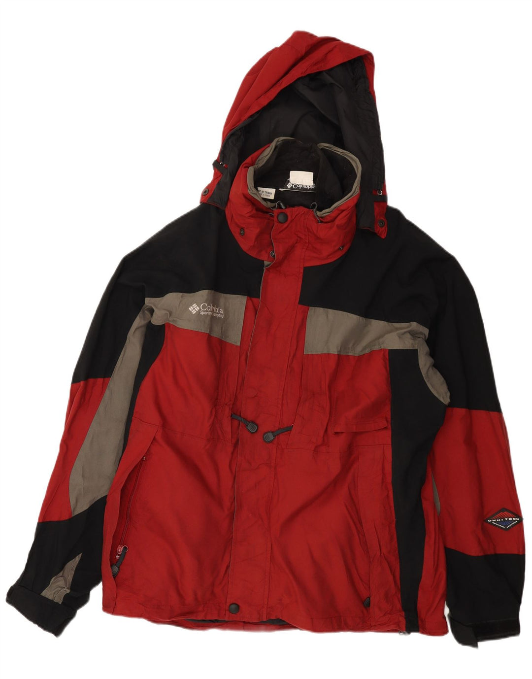 Columbia Chaqueta cortavientos Omni-Tech para hombre Reino Unido 40 Grande Rojo Colorblock