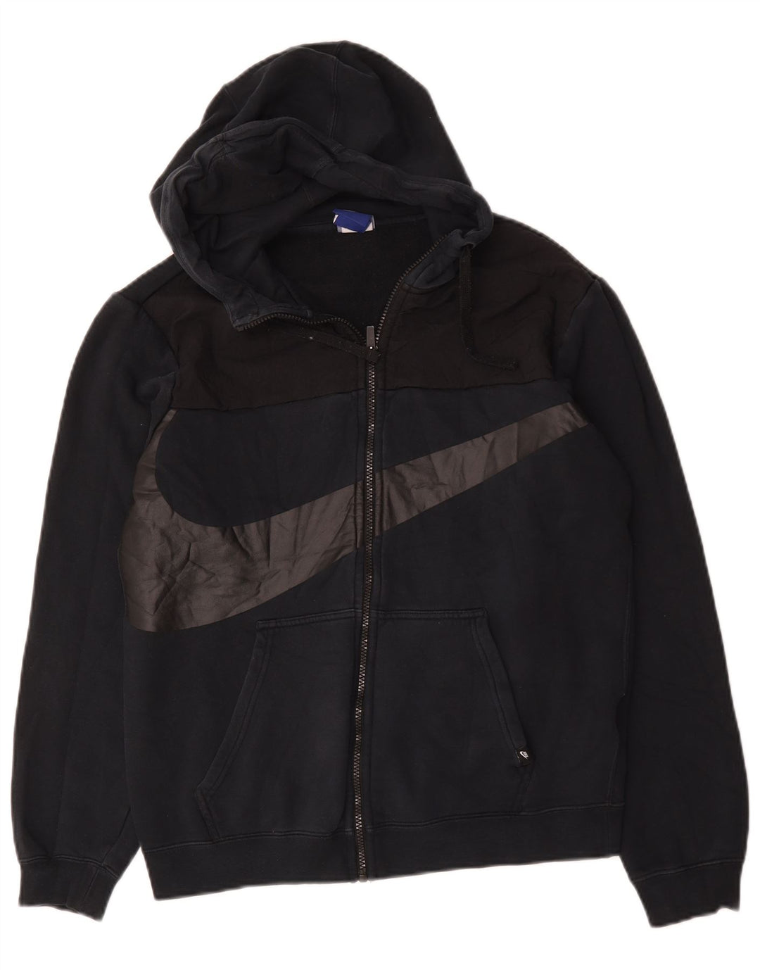 Nike Sudadera con capucha y cremallera gráfica para hombre, algodón negro mediano