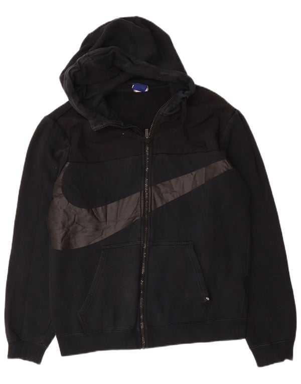 Nike Sudadera con capucha y cremallera gráfica para hombre, algodón negro mediano