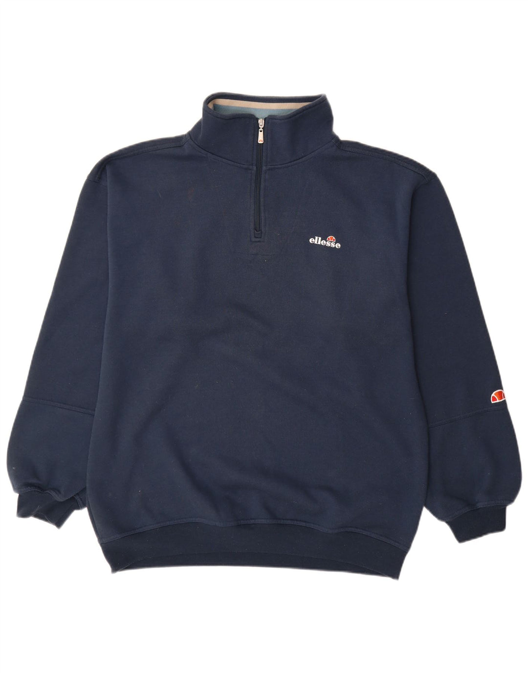 Ellesse Hombre Zip Neck Sudadera Jumper Large Azul Marino Algodón