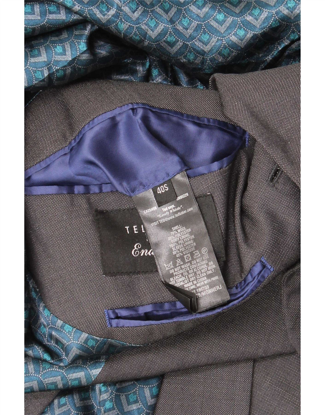 Ted Baker Chaqueta tipo blazer corta con 2 botones para hombre, talla 40, lana gris grande