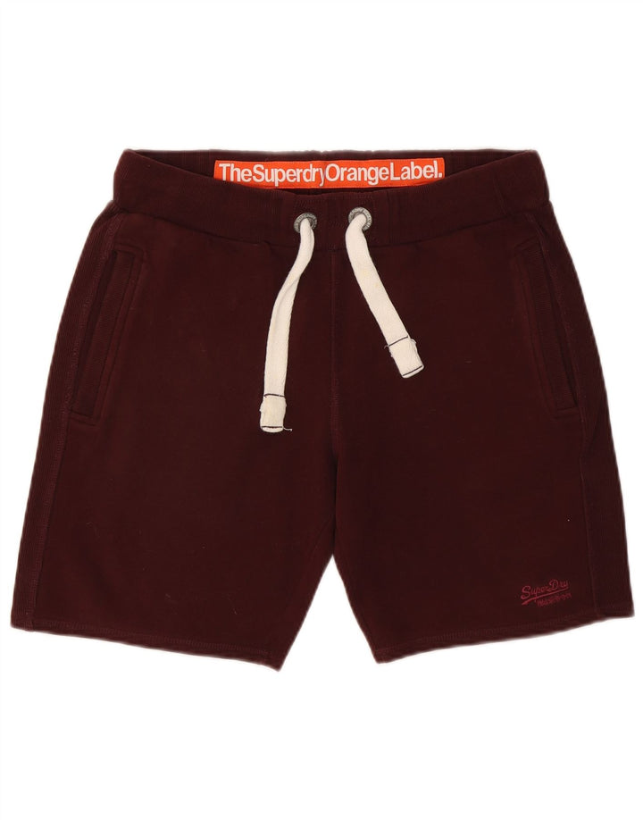 Superdry Shorts deportivos para hombre de algodón burdeos medio