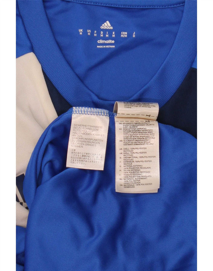 Adidas Hombre Climalite Top Manga Larga Azul Medio Colorblock Poliéster