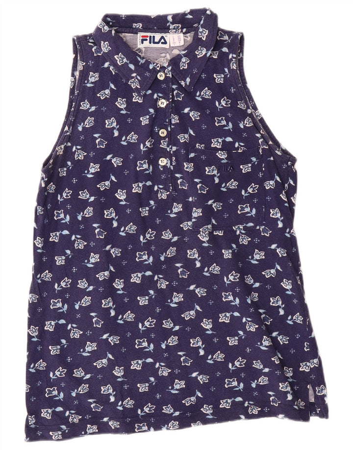 FILA Polo sin mangas para mujer IT 42 Medium Navy Blue Floral