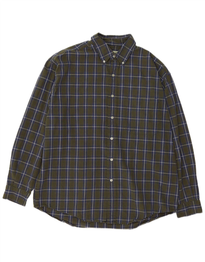 Eddie Bauer Camisa de franela de ajuste regular para hombre Algodón a cuadros caqui grande