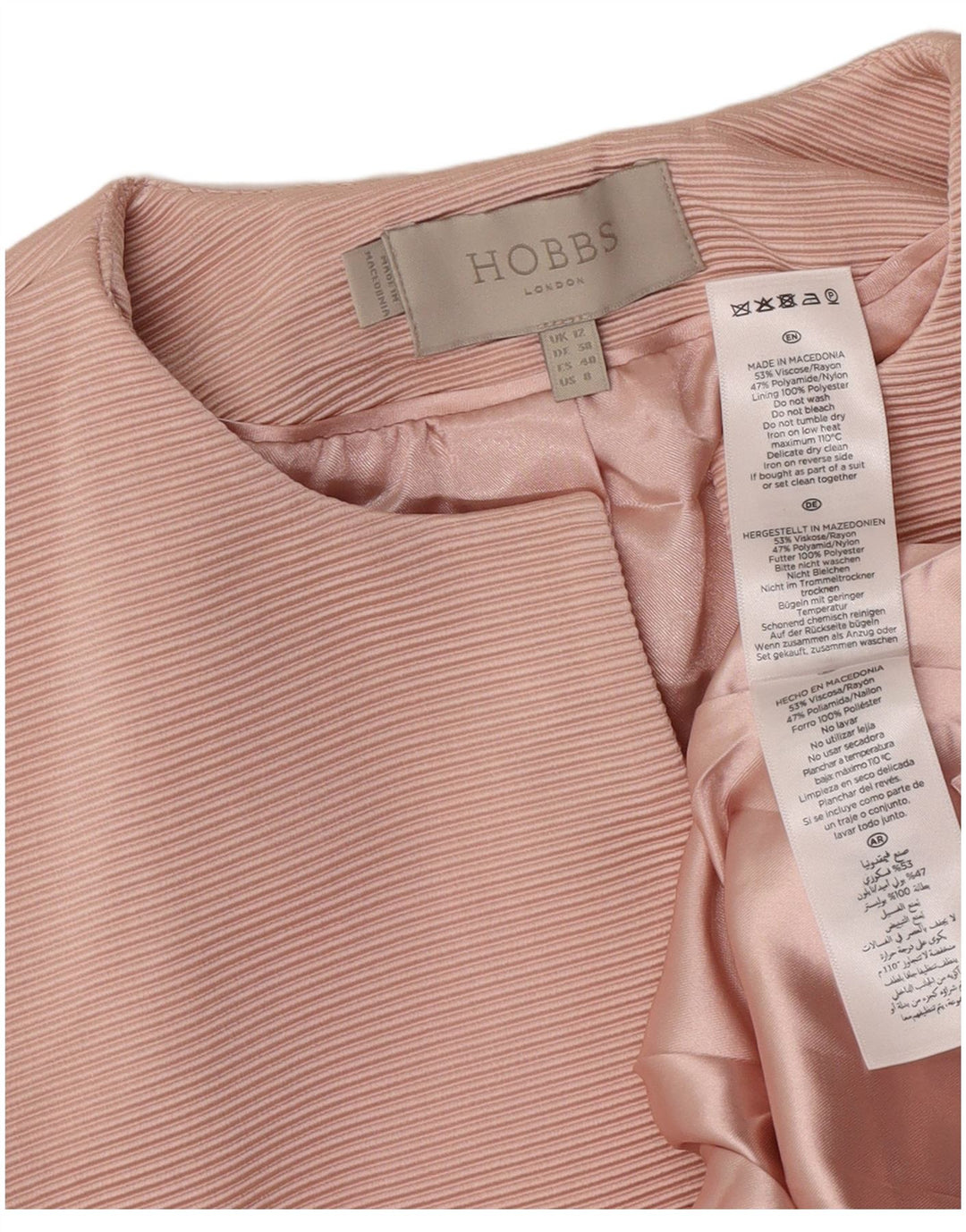 Hobbs Chaqueta tipo blazer abierta para mujer UK 12 Viscosa rosa mediana