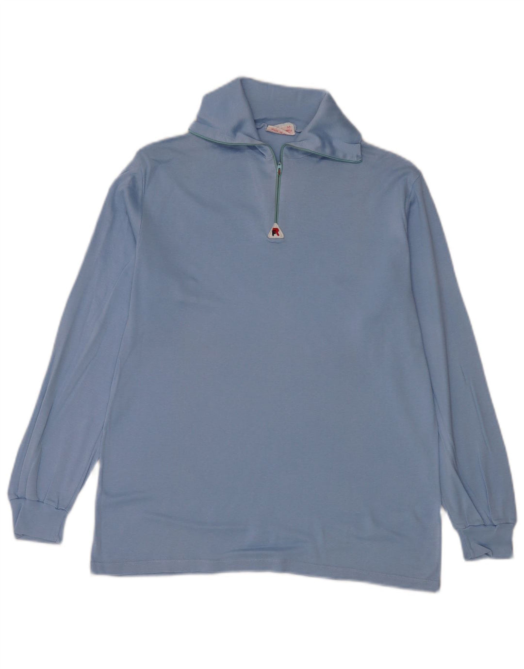 Vintage Hombres 1/4 Zip Top Manga Larga XL Azul