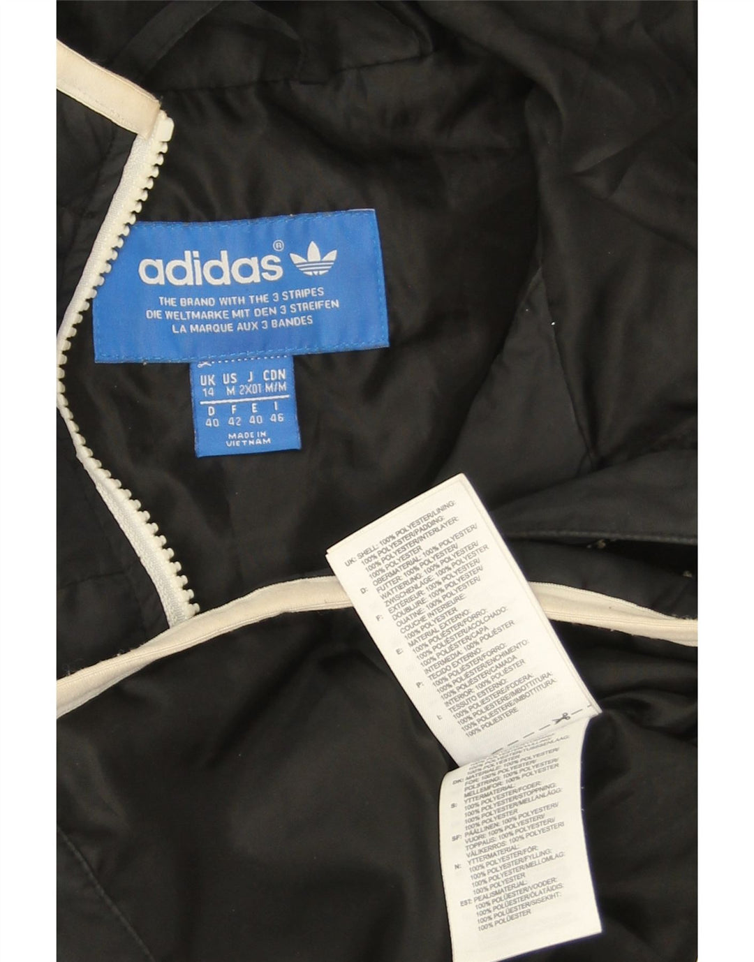 Adidas Chaqueta acolchada con capucha para mujer UK 44 Mediana Negro Poliéster