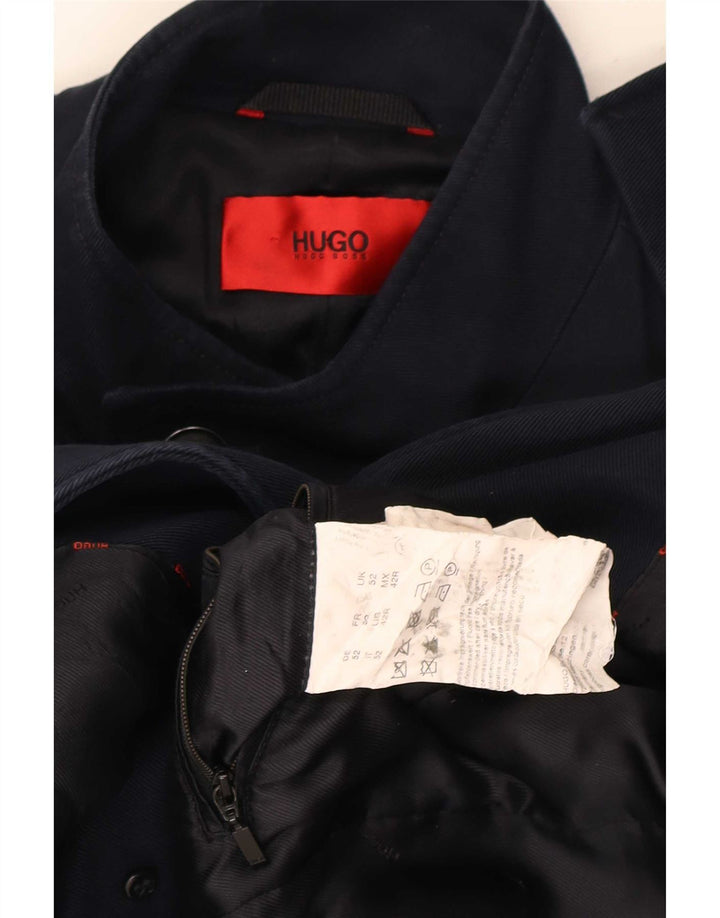 Hugo Boss Abrigo para hombre EU 52 XL Algodón azul marino