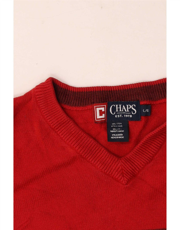 Chaps Jersey con cuello en V para hombre, talla grande, color rojo, algodón