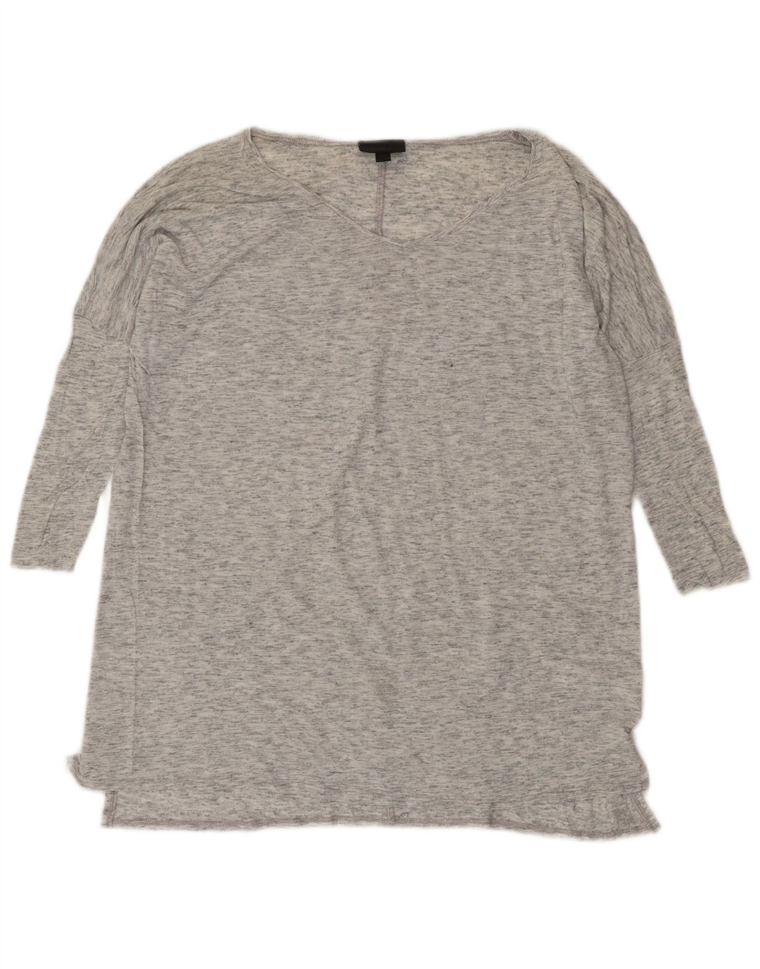 Topshop Top extragrande para mujer, manga 3/4, talla 8, viscosa gris moteada pequeña