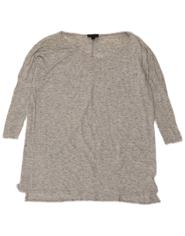 Topshop Top extragrande para mujer, manga 3/4, talla 8, viscosa gris moteada pequeña